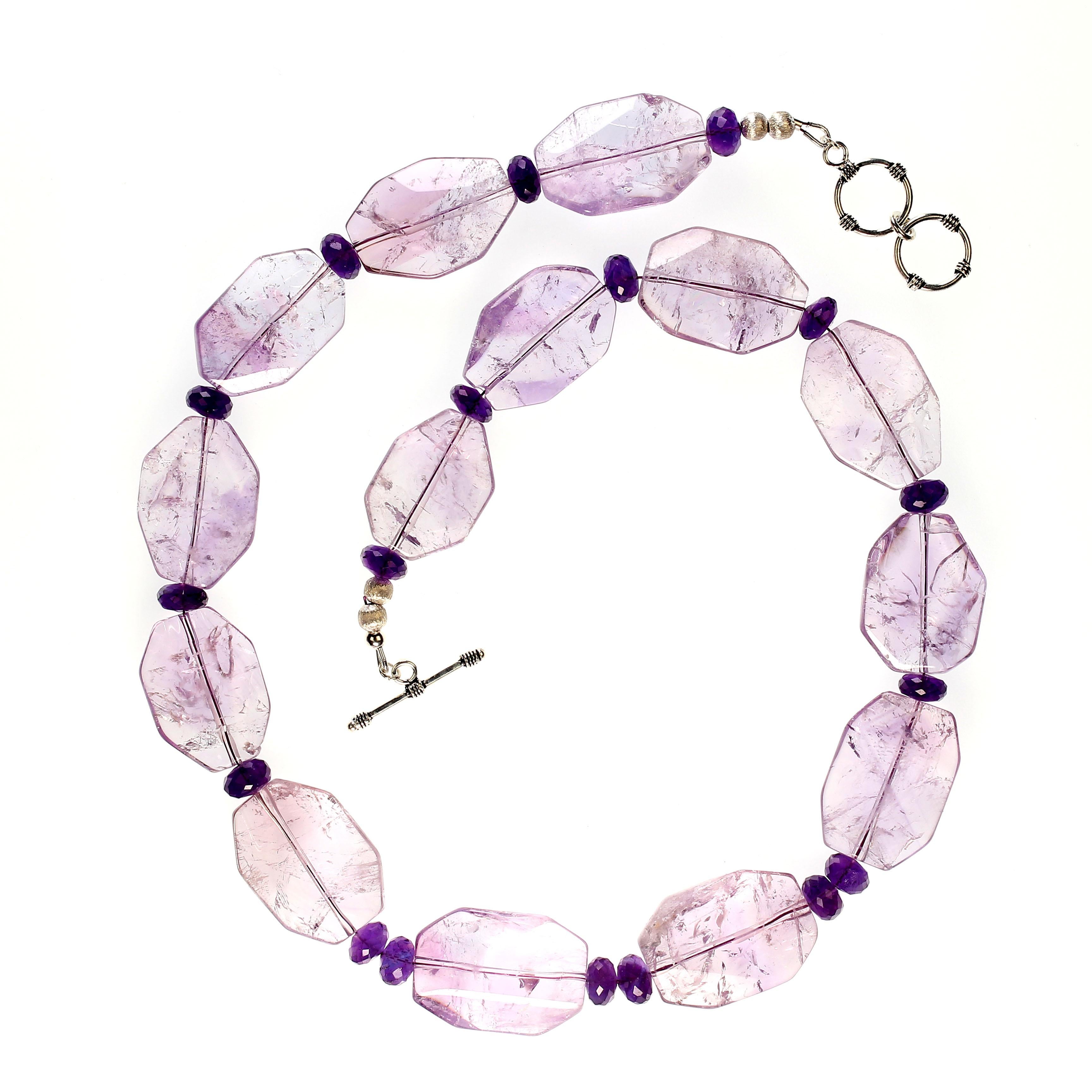 AJD 23 Inch Necklace of Rose of France Amethyst and Rich Darker Amethyst  In New Condition For Sale In Raleigh, NC