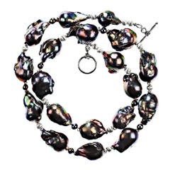 AJD 23 Inch Peacock Iridescent Fireball Pearl Necklace  June Birthstone
