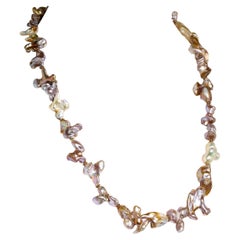 AJD 23 Inch Silvery Freshwater Pearls in Wild Shapes Necklace June Birthstone