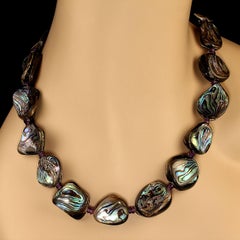 AJD 24 Inch Abalone Shell and Amethyst Necklace