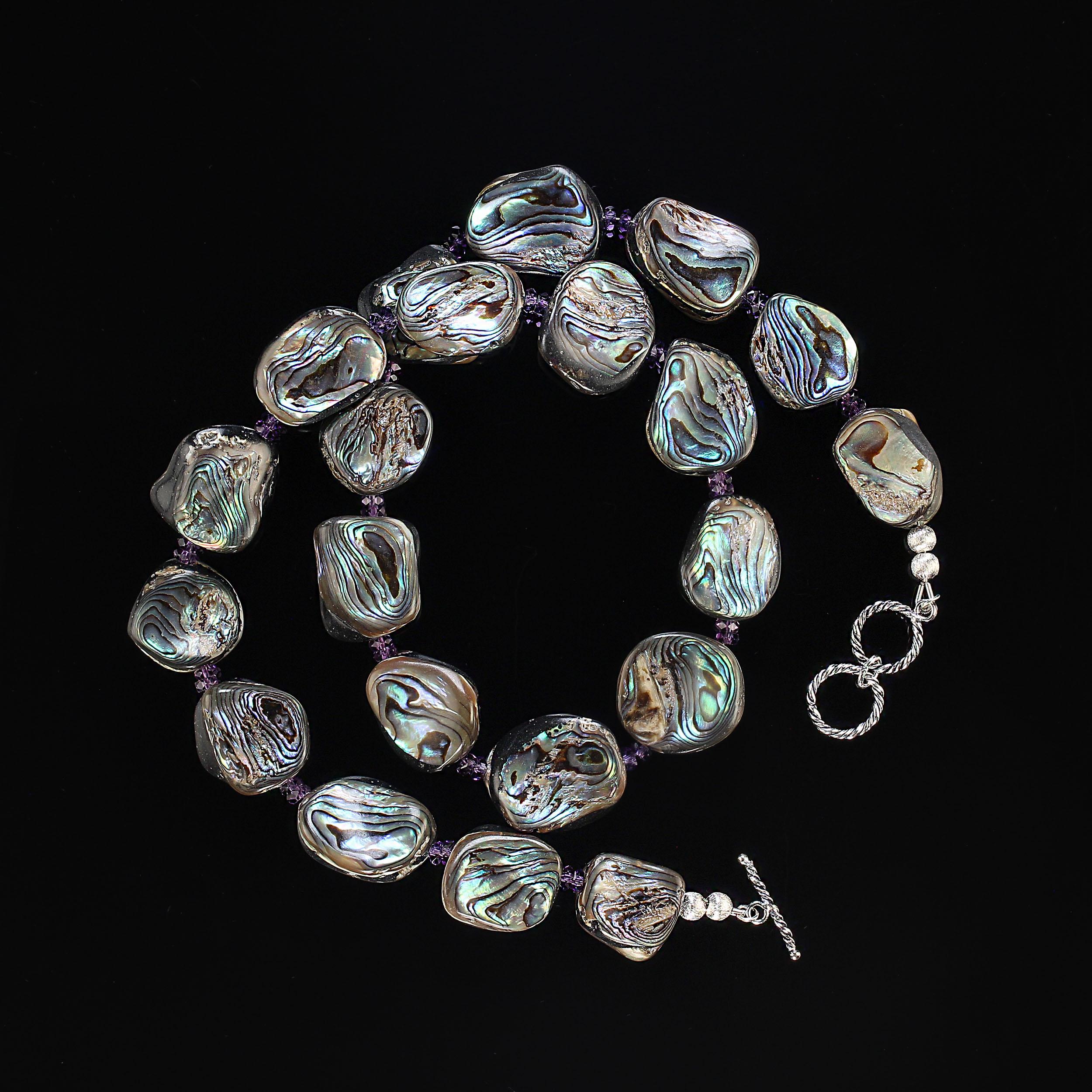 AJD Collar de Concha de Abulón y Amatista de 24 Pulgadas en venta 1