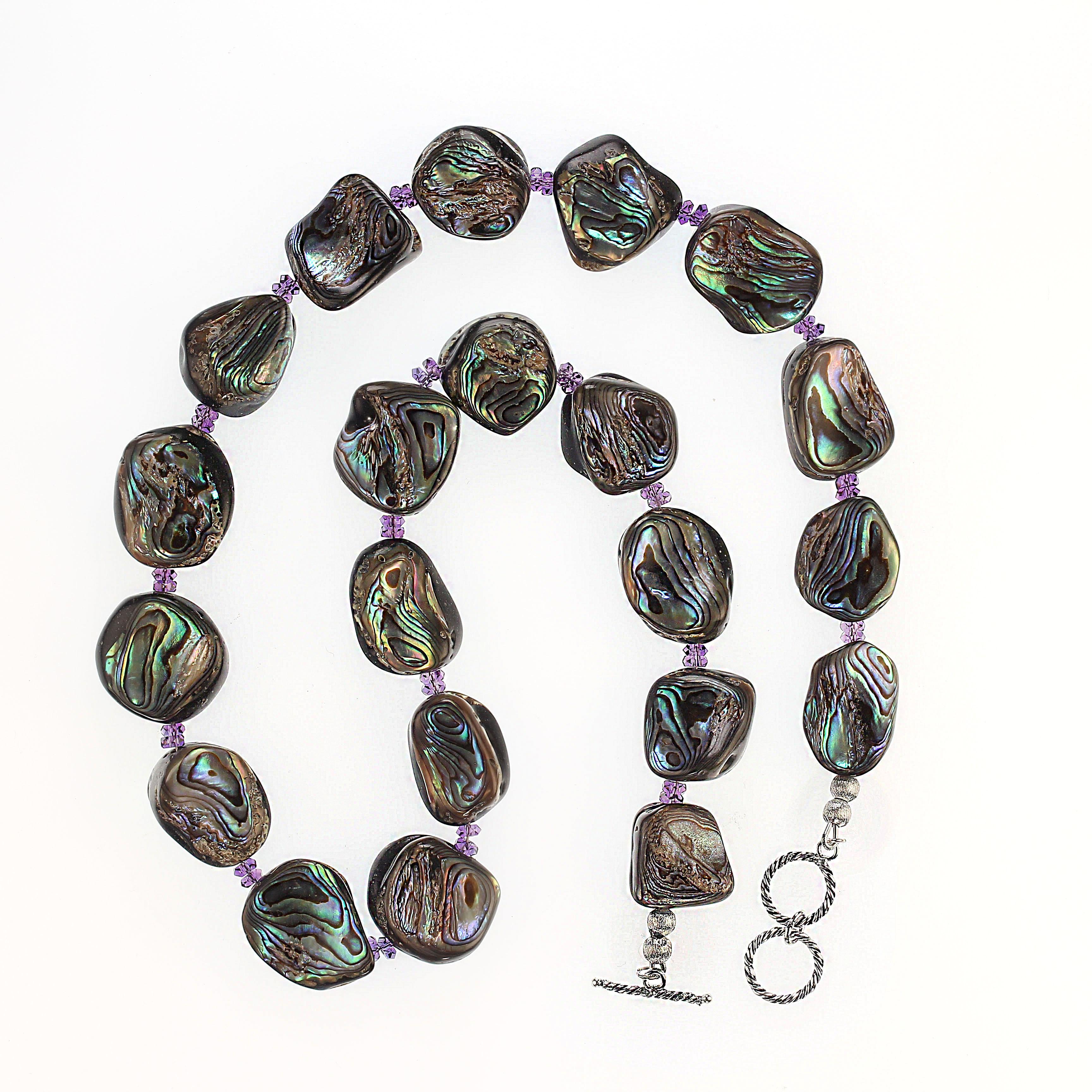 AJD Collar de Concha de Abulón y Amatista de 24 Pulgadas en venta 2