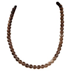 AJD 24 Inch Faceted Smoky Quartz Necklace