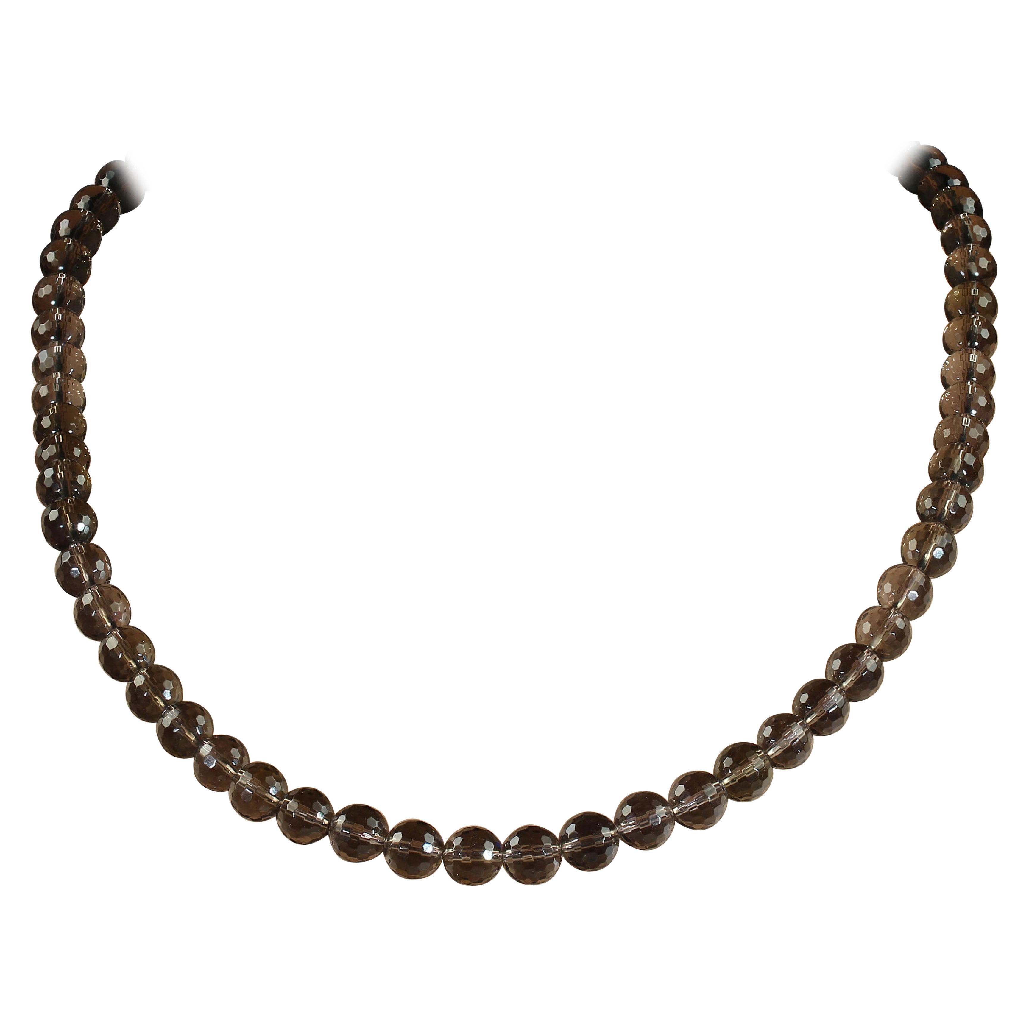 AJD Collar de Cuarzo Ahumado Facetado de 24 Pulgadas en venta