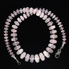 AJD 24 Inch Graduated Rose Quartz Necklace