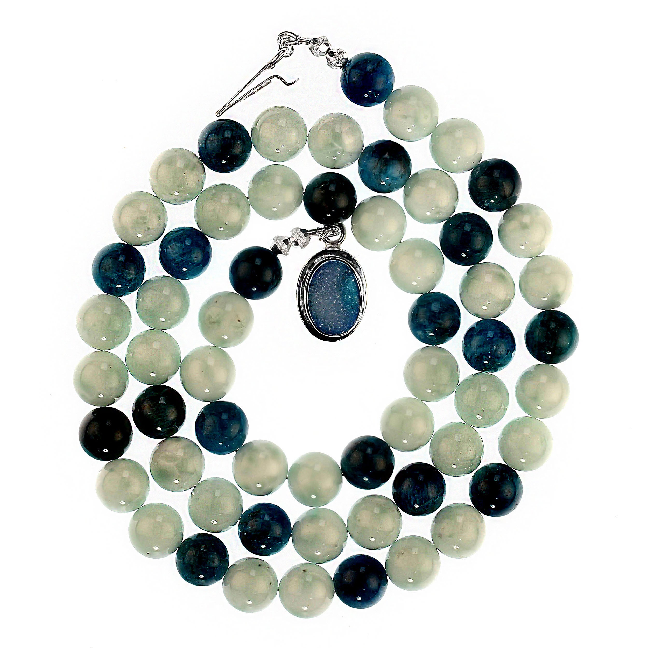 AJD 25 Inch Elegant Green Angelite and Apatite Necklace