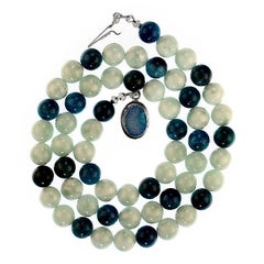 AJD Collana di apatite e angelite verde elegante da 25 pollici
