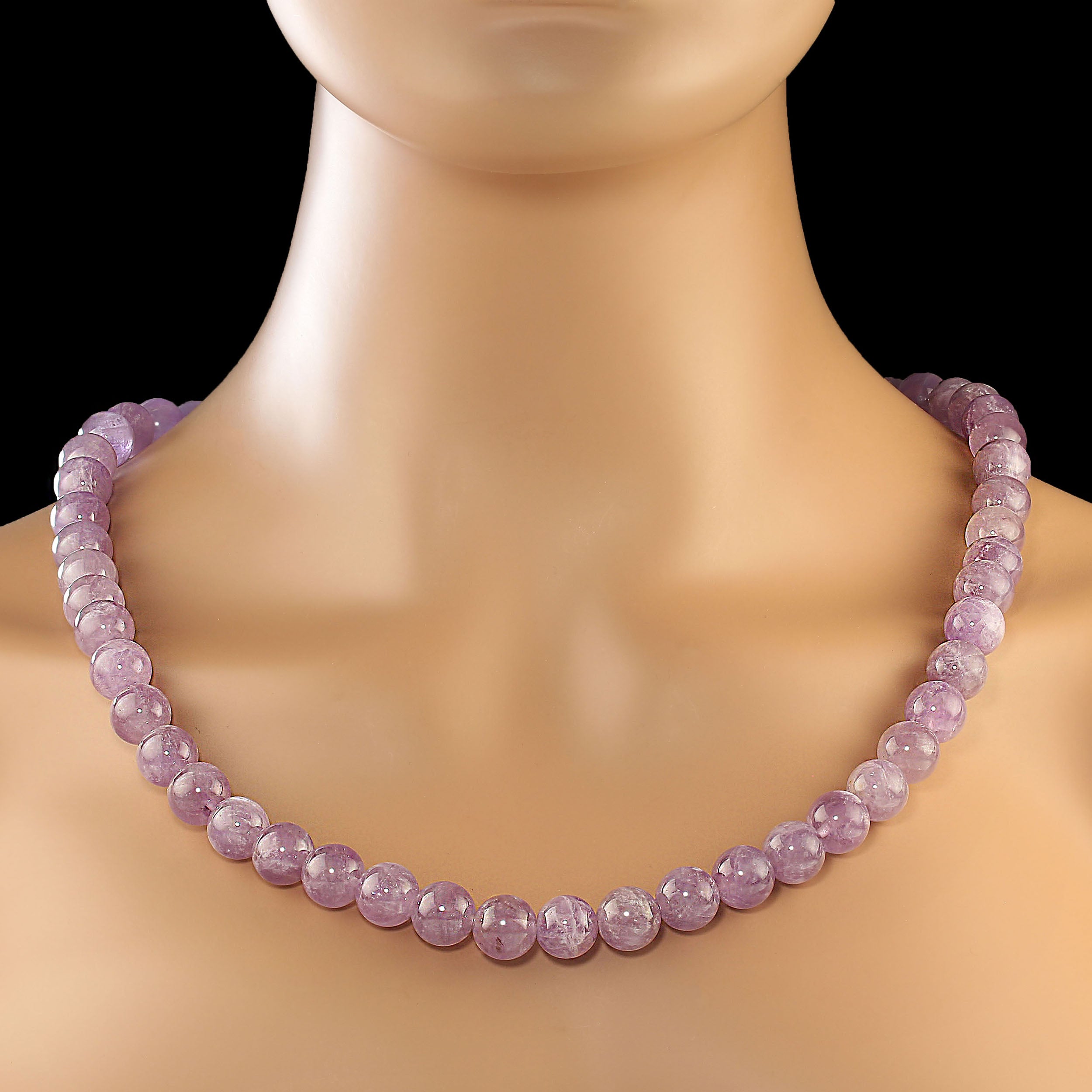 AJD 25 Inch Glowing Lilac Amethyst Necklace  February Birthstone! For Sale