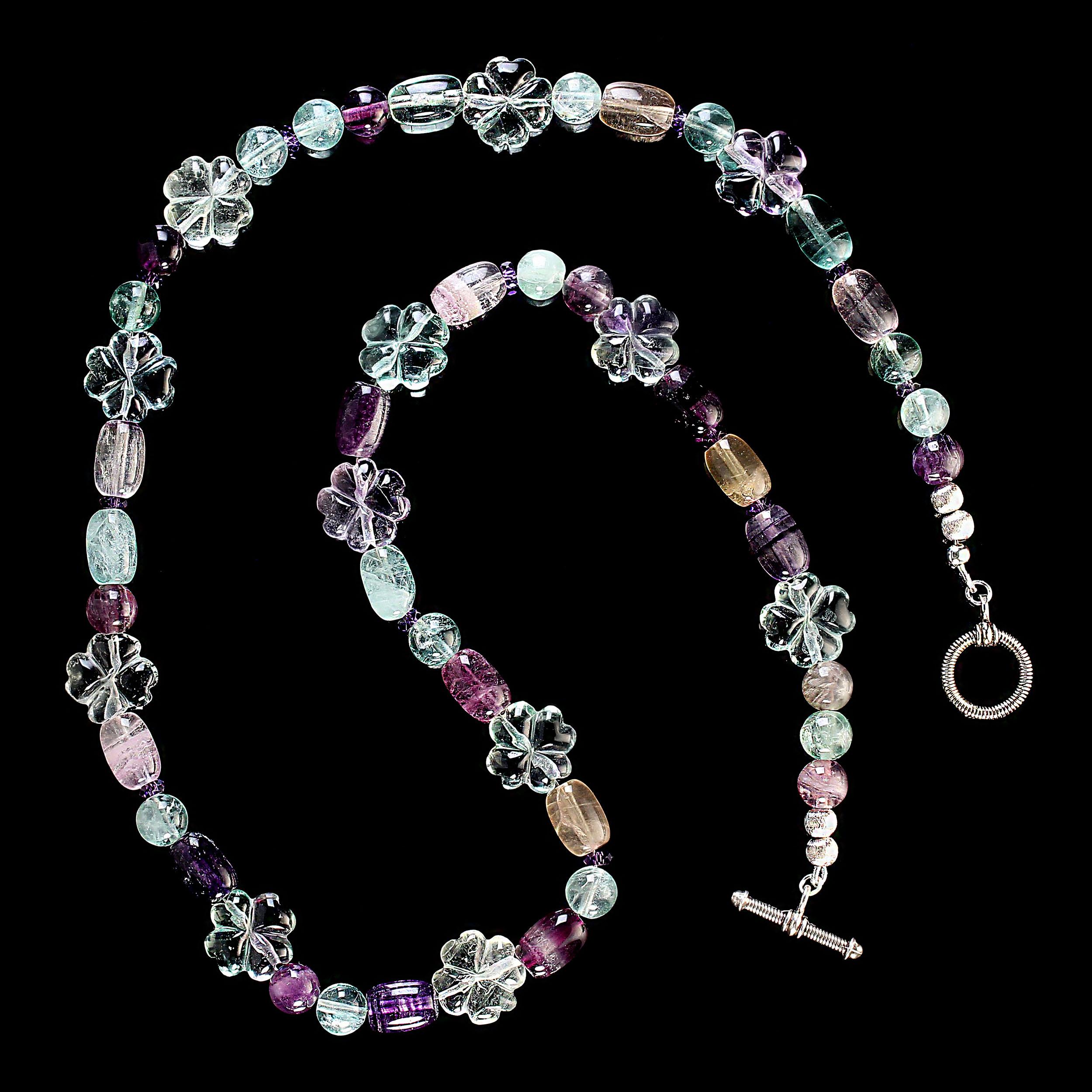 AJD 25 Inch Multi Color Fabulous Fluorite Necklace For Sale 1