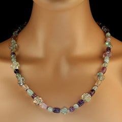 25-Inch Fluorite and Amethyst Beaded Necklace by Aria Jewelry Design