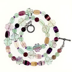 AJD Collana di fluorite favolosa multicolore da 25 pollici