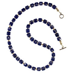 AJD 25 Inch Old Mine Afghan Lapis Lazuli Squares Necklace