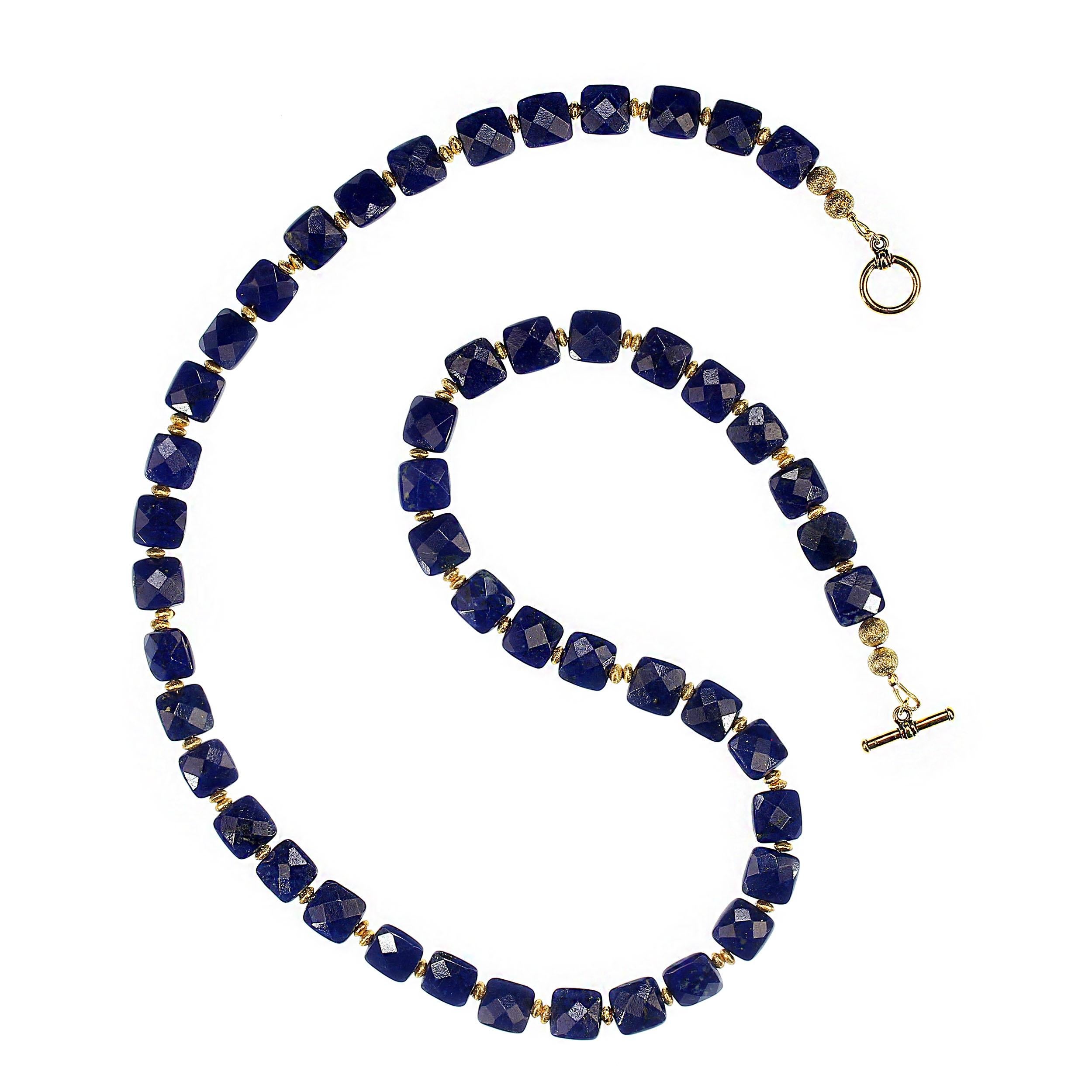 AJD Collier de 25 pouces en Lapis Lazuli afghan (Old Mine) Unisexe en vente