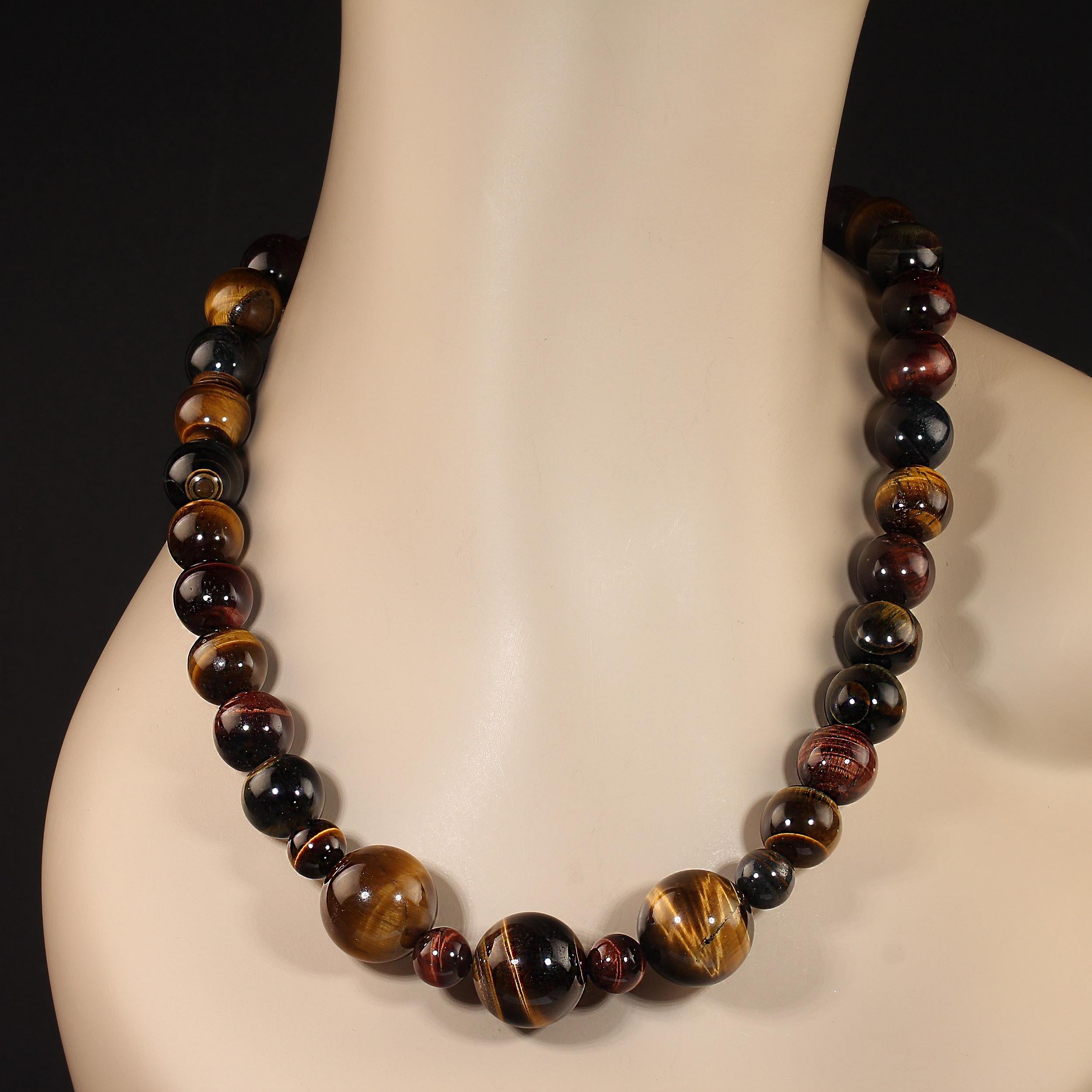 AJD Collana multicolore con occhio di tigre da 25 pollici, perfetta per l'autunno in vendita 5