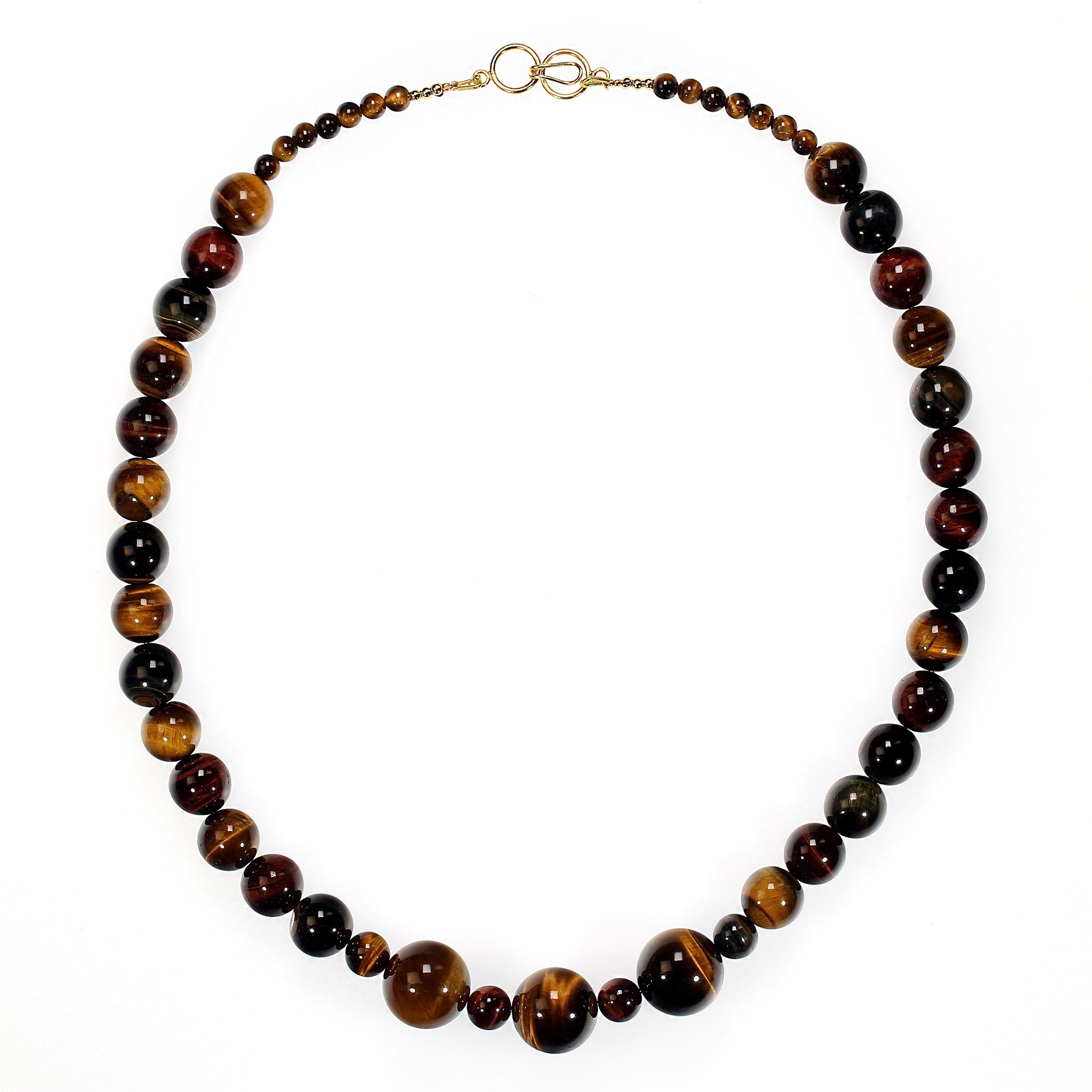AJD Collana multicolore con occhio di tigre da 25 pollici, perfetta per l'autunno in vendita 1