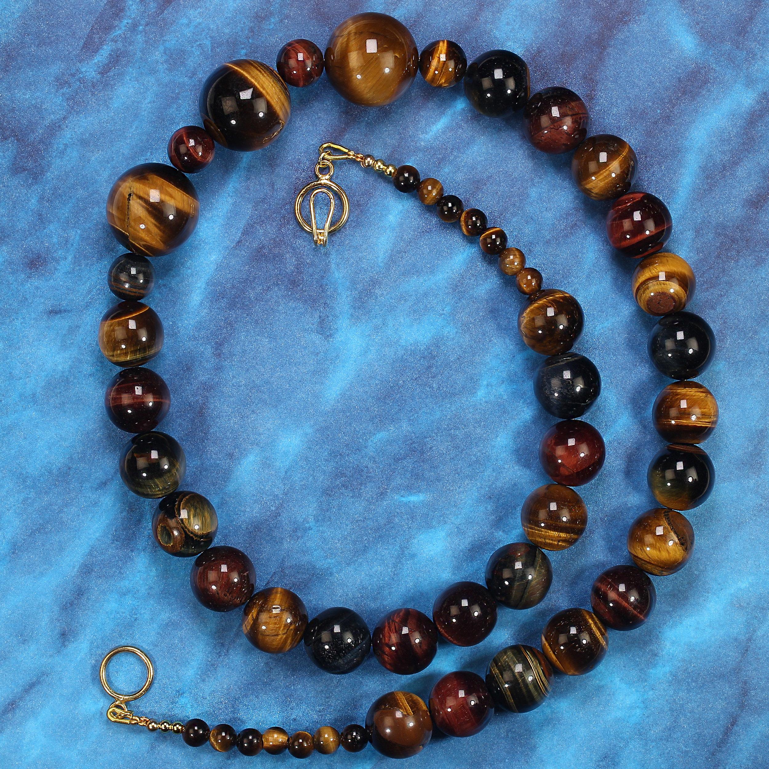 AJD Collana multicolore con occhio di tigre da 25 pollici, perfetta per l'autunno in vendita 2