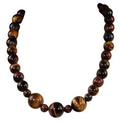 AJD 25 Inch Tiger's Eye Multi Color Necklace Perfect for Fall (Collier d'œil de tigre multicolore)