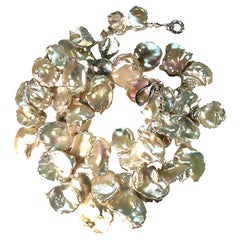 AJD 26 Inch Graduated, White, Keshi Pearl Necklace  June Birthstone