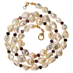 AJD 27 Inch Glowing Freshwater Pearls and Multi Color Sapphire necklace