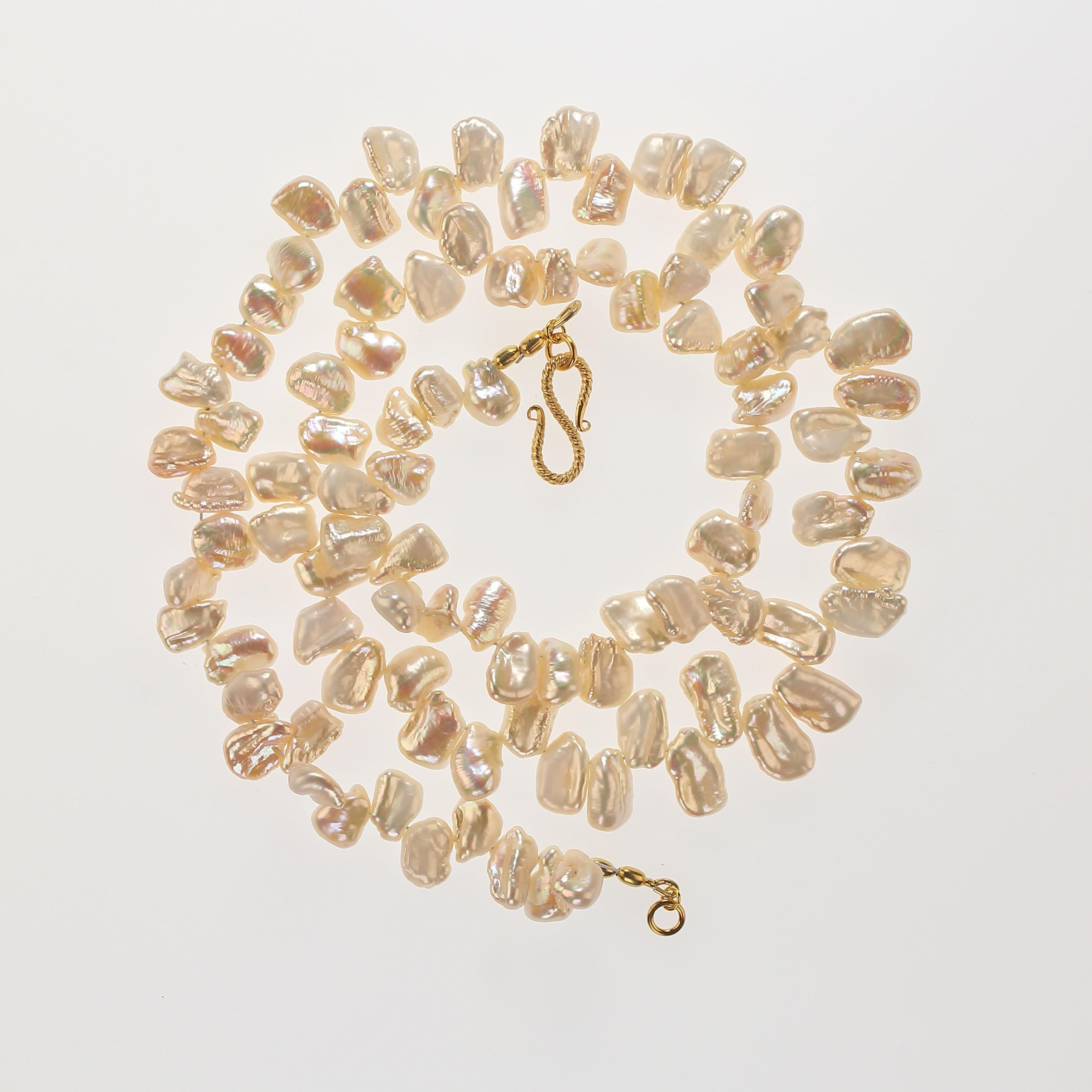 Bead AJD 27 Inch Peachy Pearl Necklace For Sale