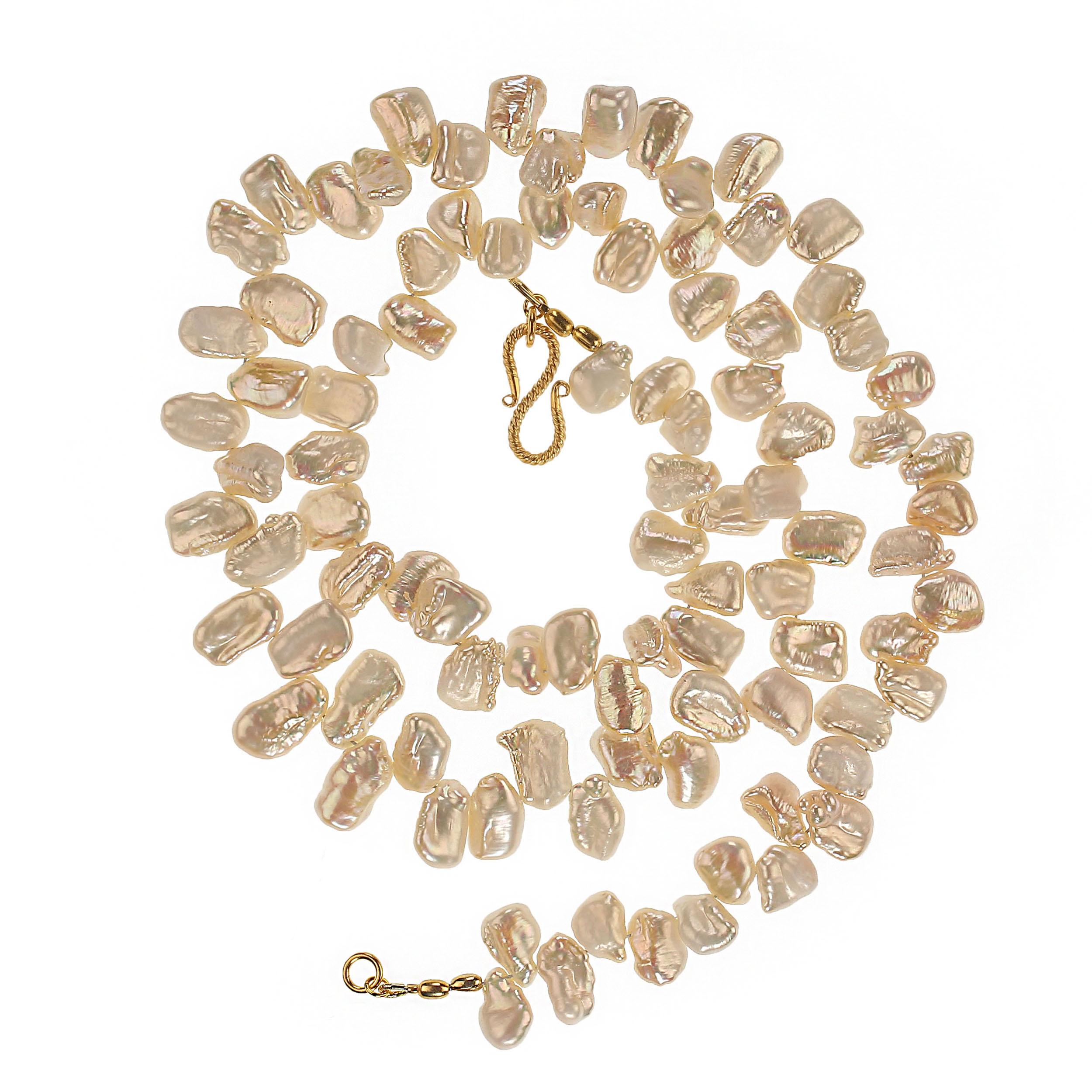 Women's or Men's AJD 27 Inch Peachy Pearl Necklace For Sale