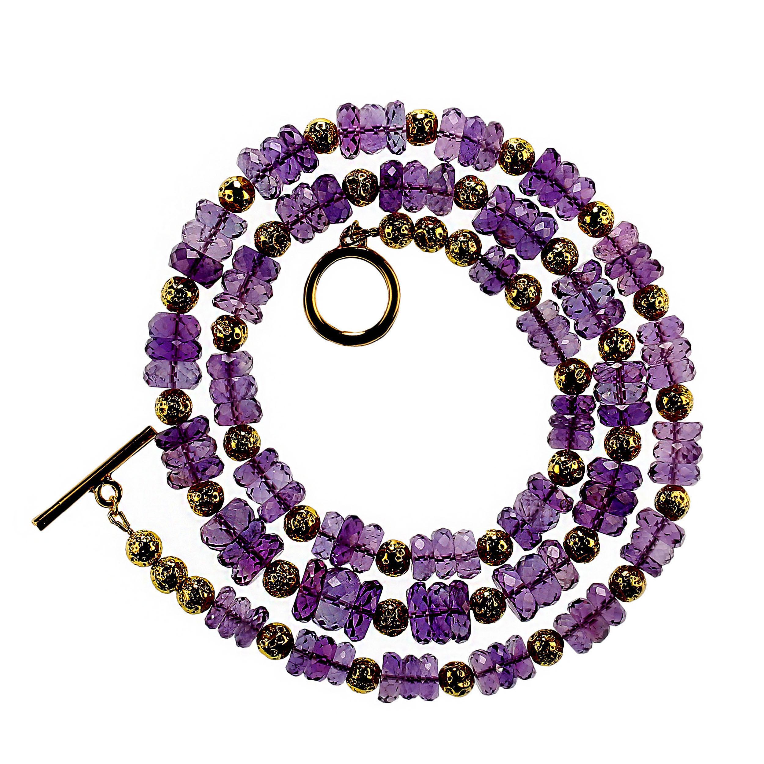 AJD Collana di ametista lilla scintillante da 27 pollici  Favoloso regalo per la pietra di febbraio in vendita 1