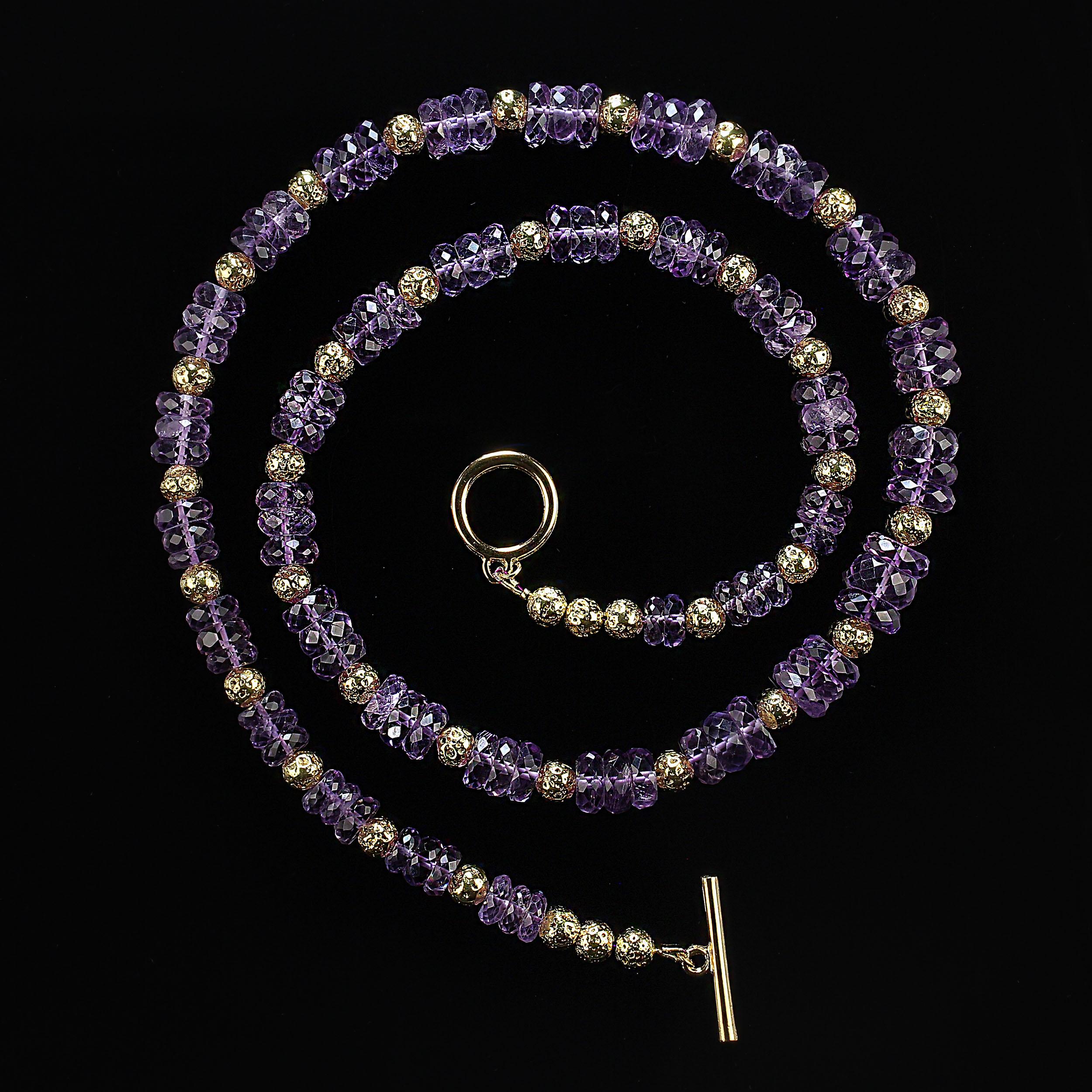 AJD Collana di ametista lilla scintillante da 27 pollici  Favoloso regalo per la pietra di febbraio in vendita 2