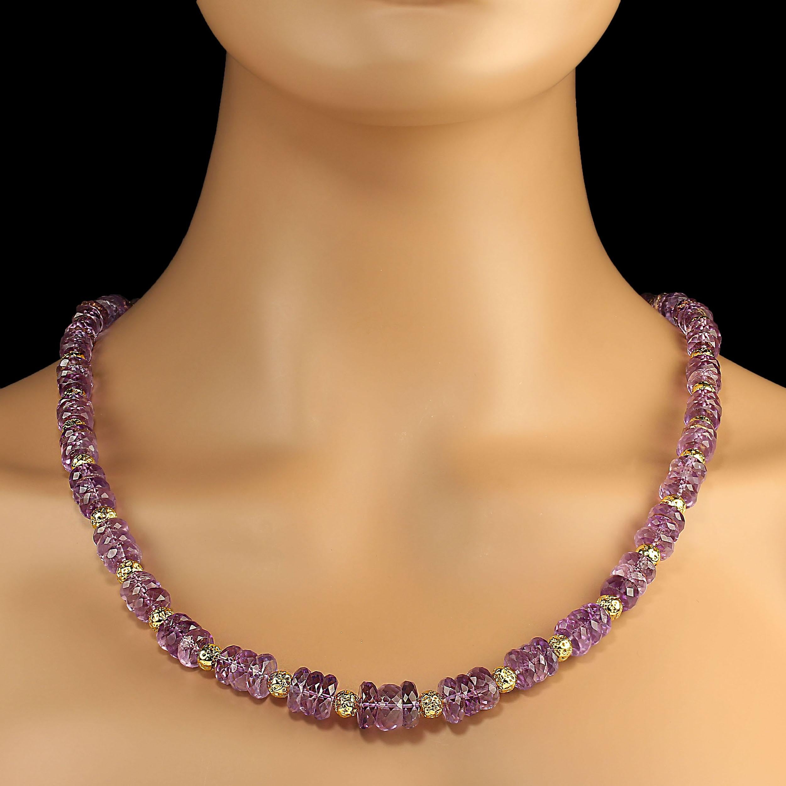 AJD Collana di ametista lilla scintillante da 27 pollici  Favoloso regalo per la pietra di febbraio in vendita 3