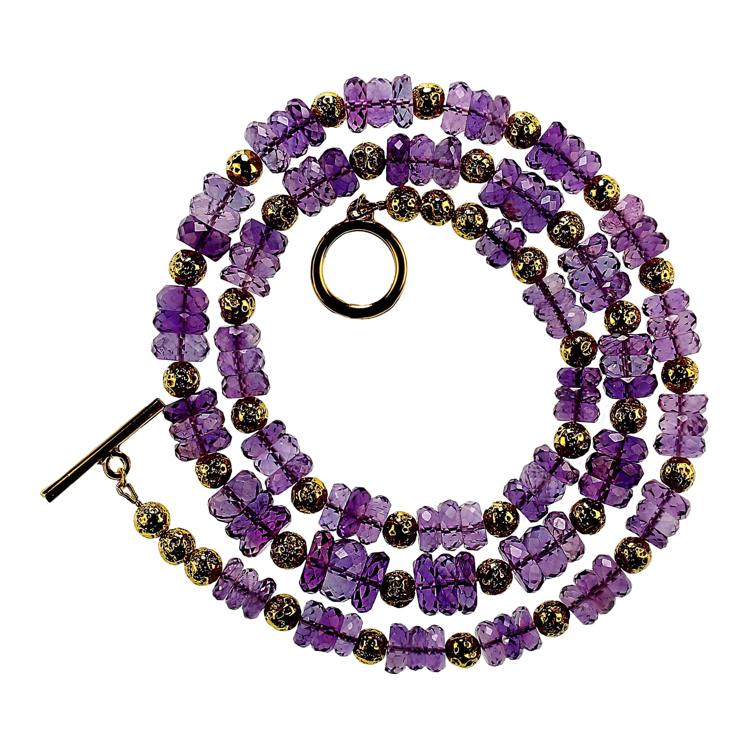 AJD Collar Amatista Lila Brillante 27 Pulgadas  Fabuloso regalo de piedra de nacimiento de febrero