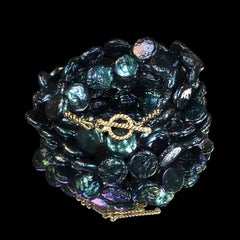 Iridescent Blue-Green Coin Pearl Necklace by Aria Jewelry, 28 Inch