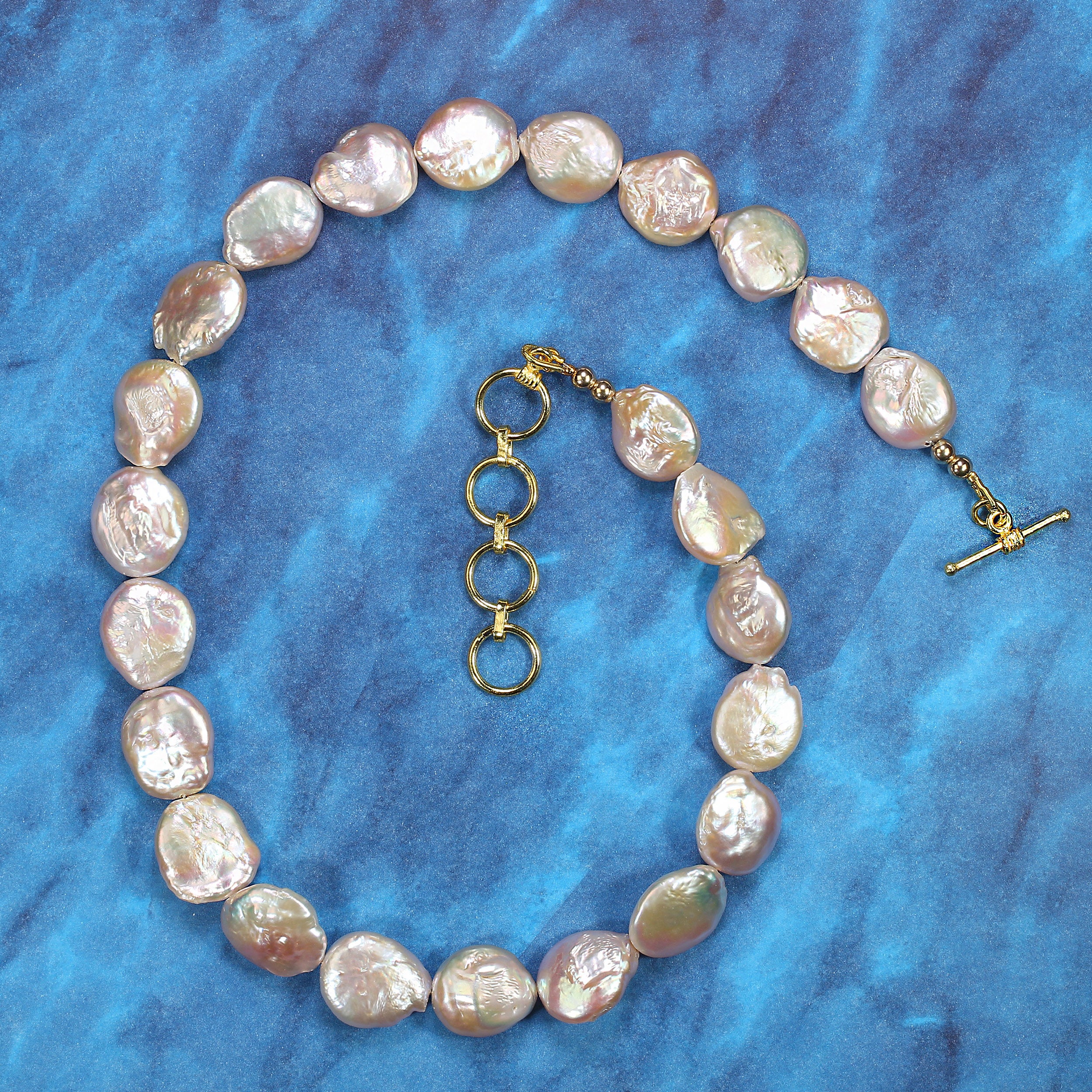 AJD 28 Inch Peachy Pink Coin Pearl Necklace
