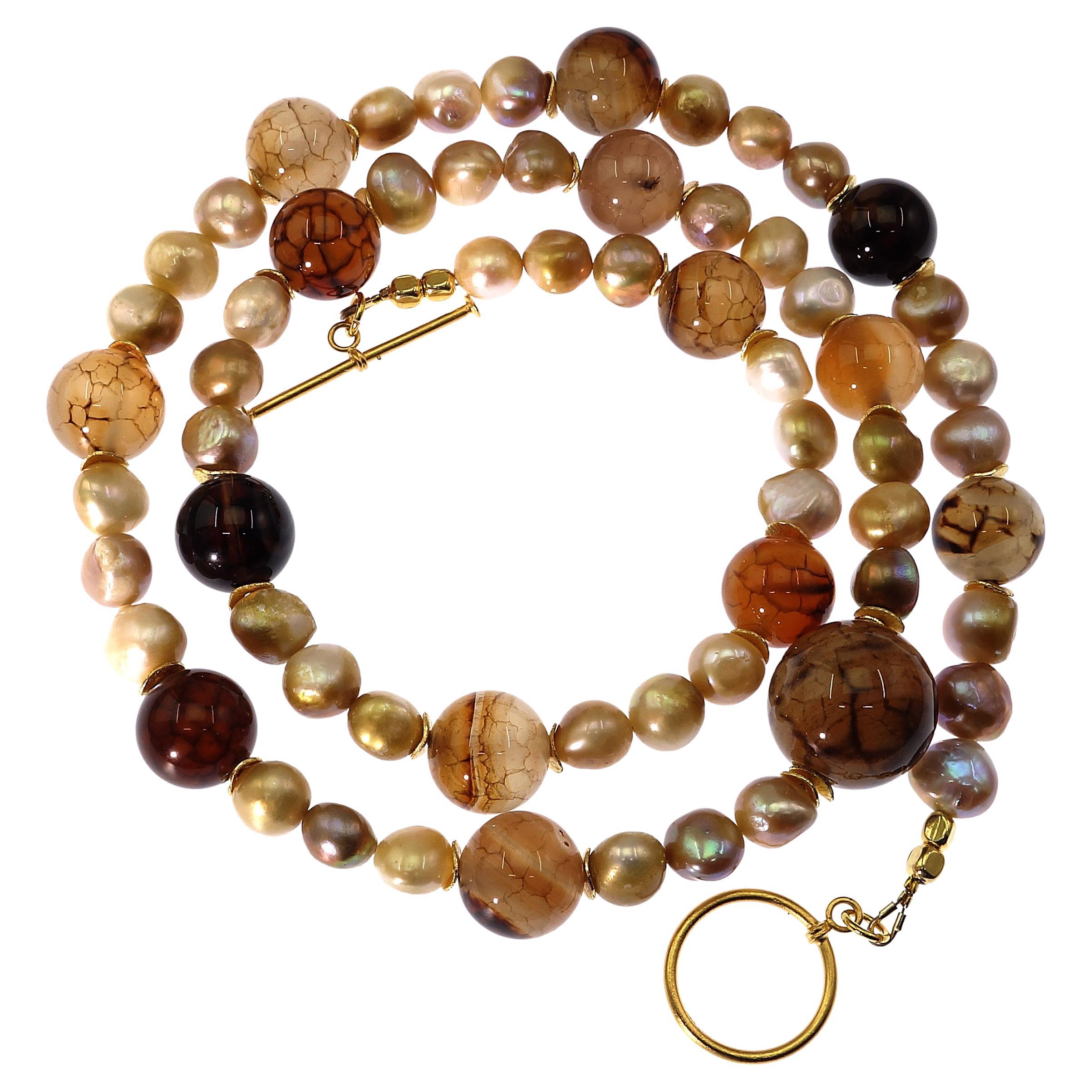 AJD Collar de Jaspe y Perlas Telaraña de 28 Pulgadas  ¡Un gran regalo! Artesano en venta