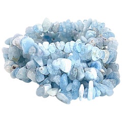 AJD 29 Inch Two Strand Eternity Necklace of Aquamarine Polished Chips
