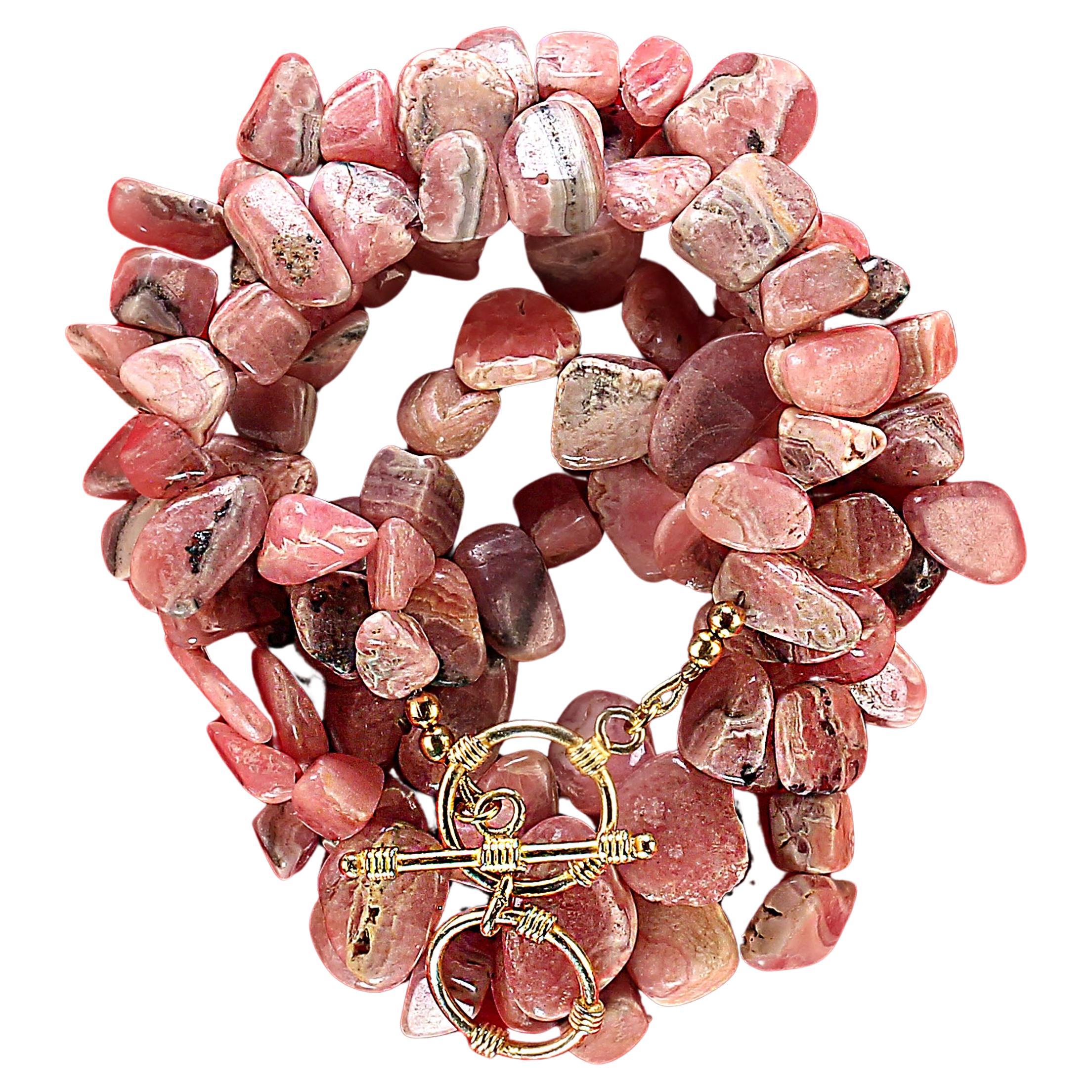 AJD 31 Inch Rhodochrosite Highly Polished Tumbled nuggets