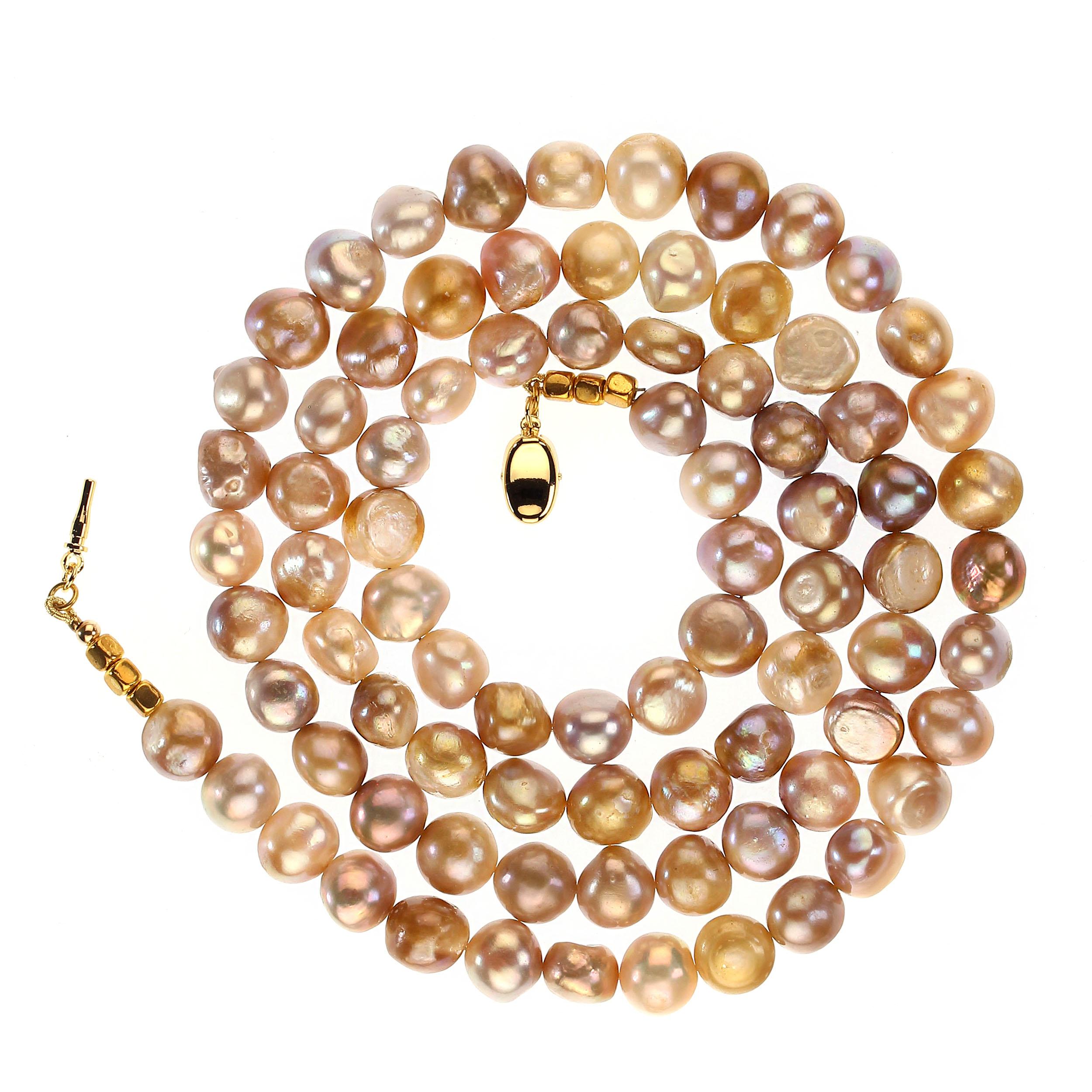 AJD 32 Inch Gorgeous Fresh Water Pearl Necklace in Multi Colors In New Condition For Sale In Raleigh, NC