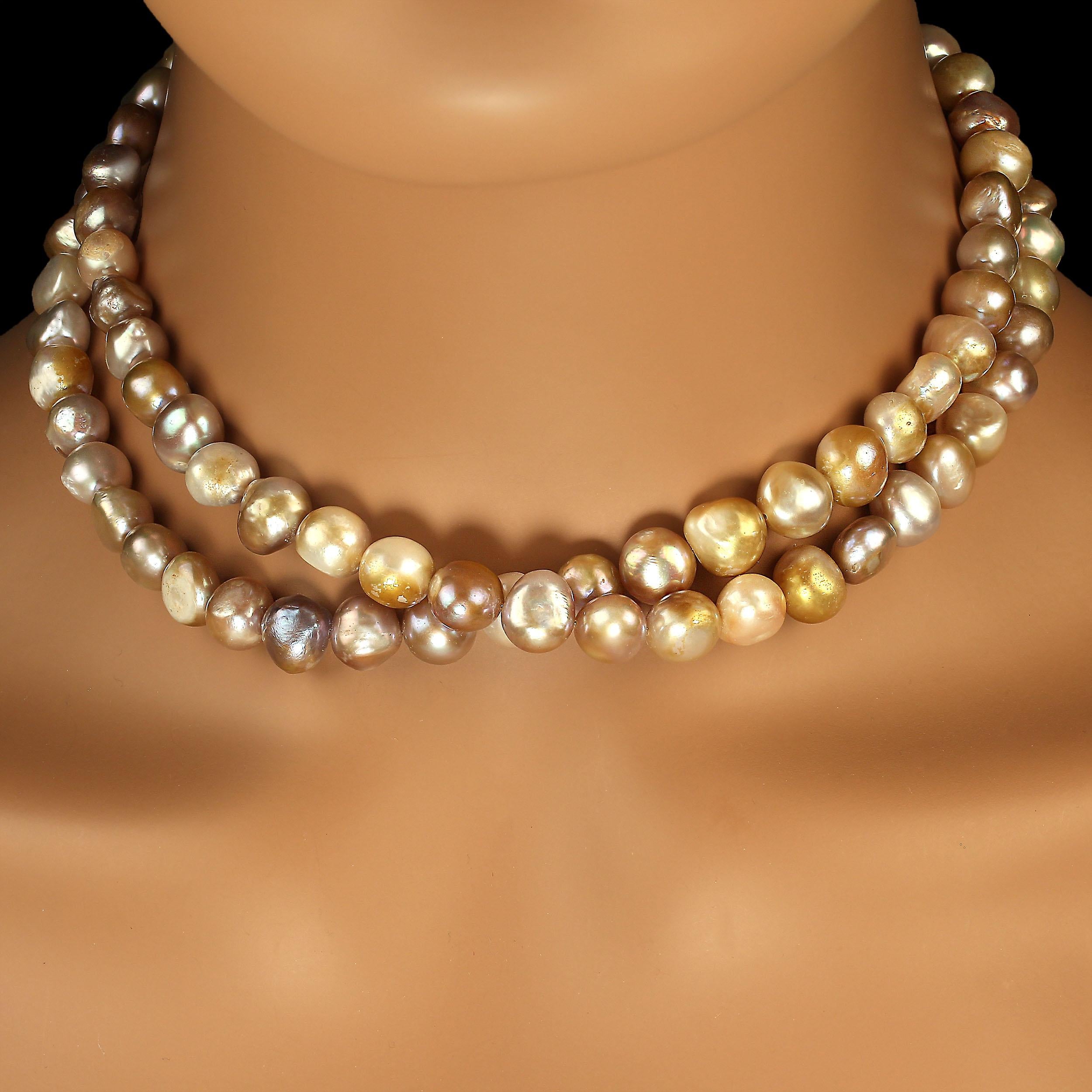 AJD 32 Inch Gorgeous Fresh Water Pearl Necklace in Multi Colors For Sale 1