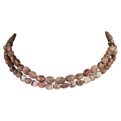 AJD 33 Inch Rhodonite Smooth Nugget Necklace