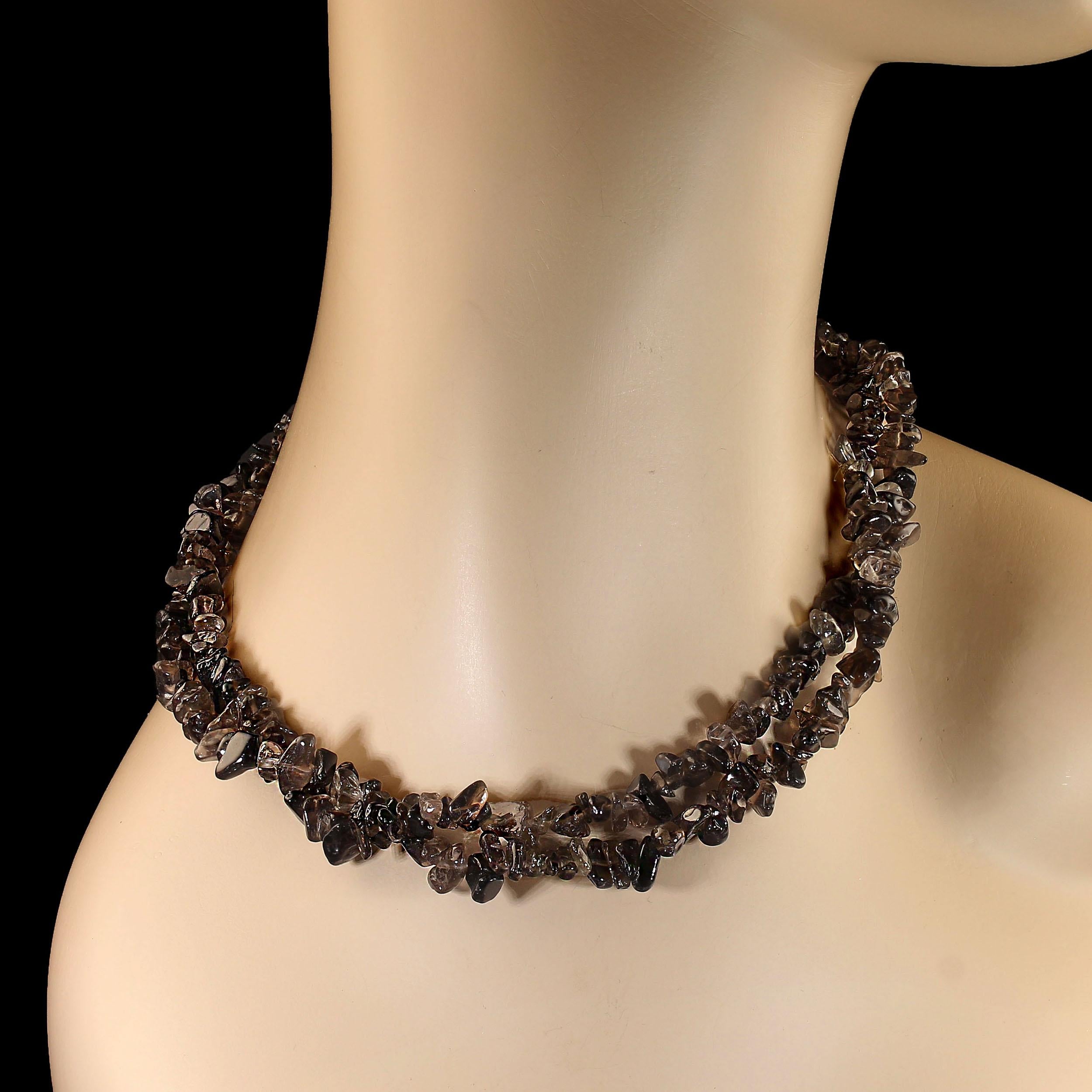 AJD 34 Inch Infinity Smoky Quartz Polished Chip Necklace in vendita 4
