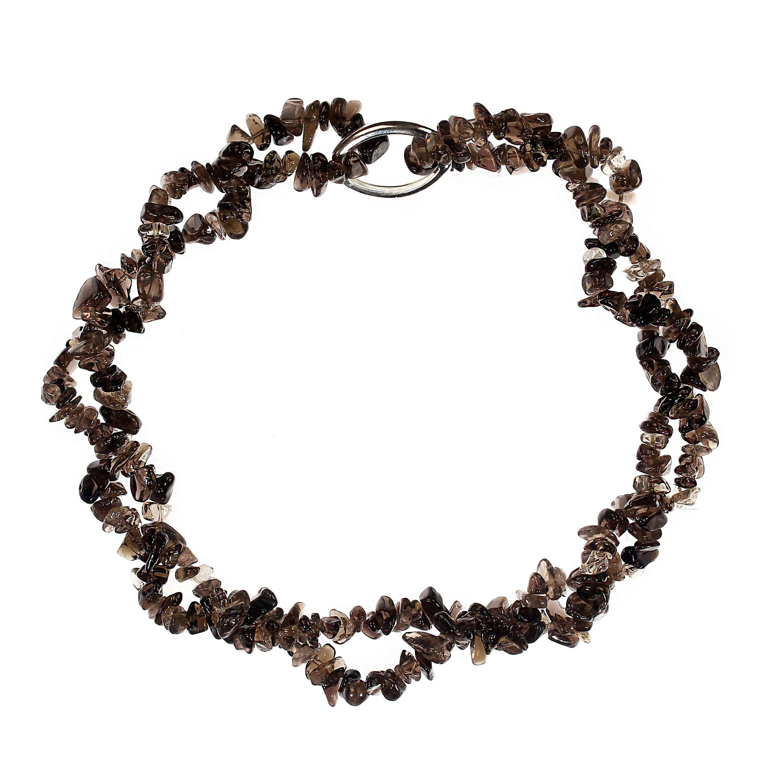 da uomo o donna AJD 34 Inch Infinity Smoky Quartz Polished Chip Necklace in vendita