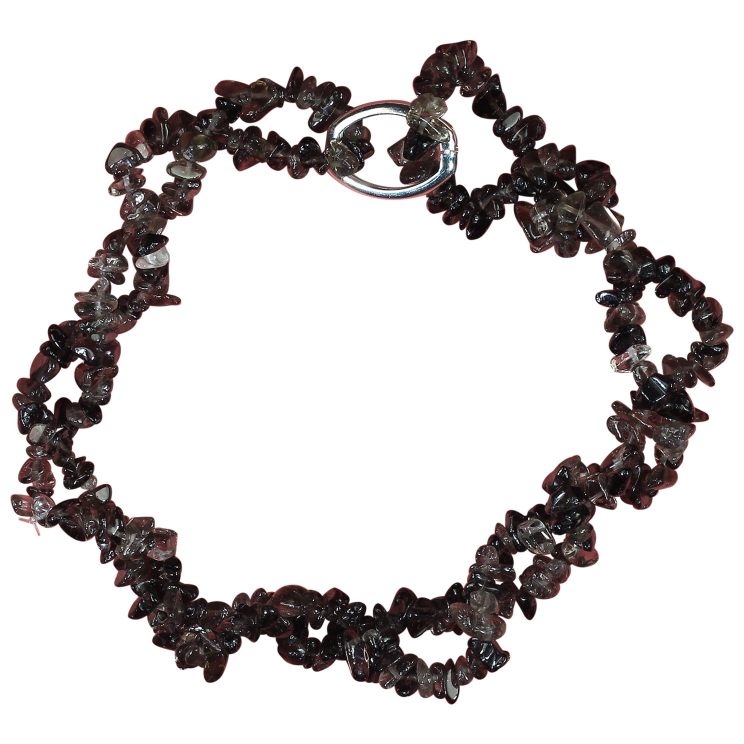 AJD 34 Inch Infinity Smoky Quartz Polished Chip Necklace