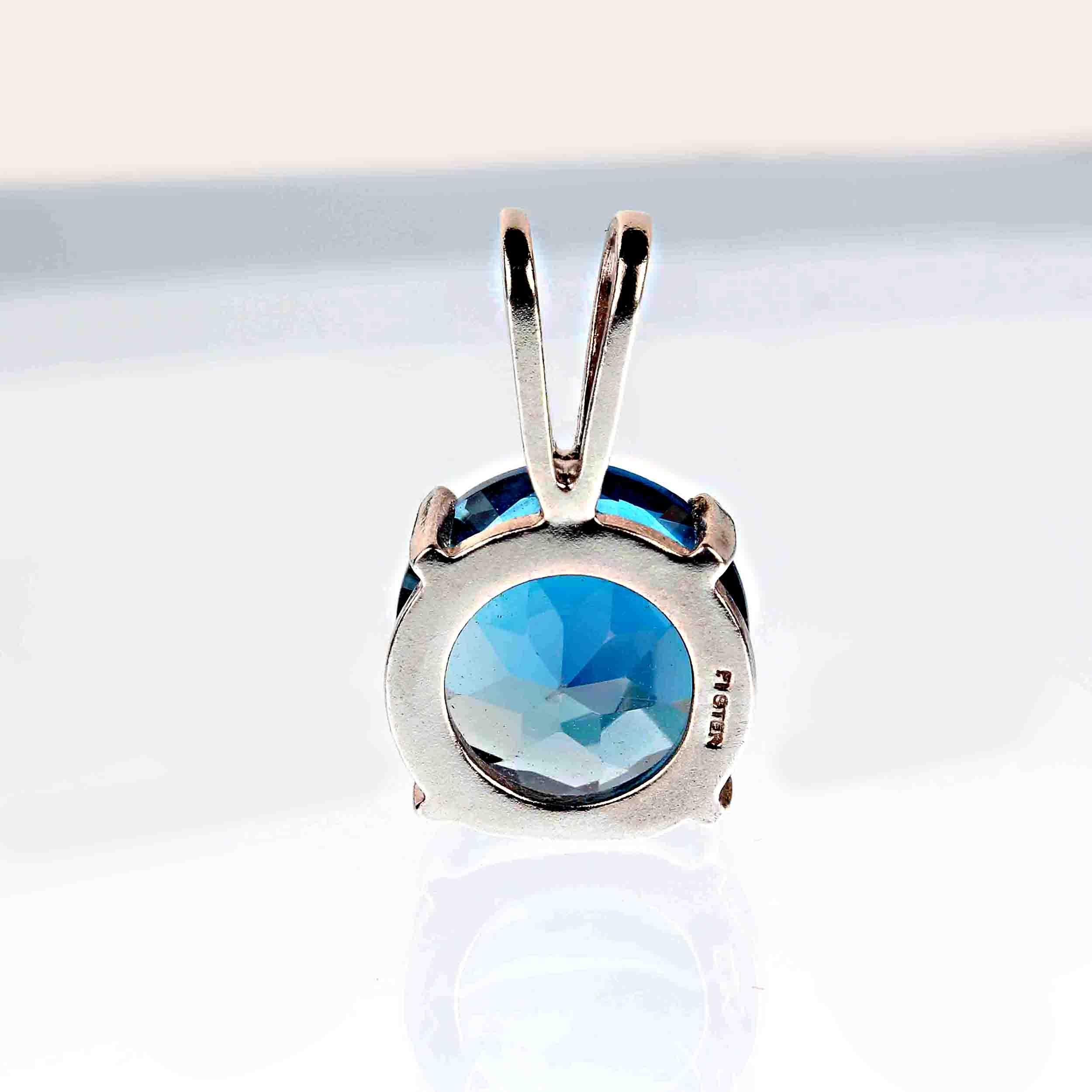 Round Cut AJD 4.2ct Round London Blue Topaz in Sterling Silver Pendant