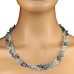 AJD Cuerda de 46 Pulgadas de Briolette de Aguamarina Azul Frío Multitono  Piedra de nacimiento de marzo