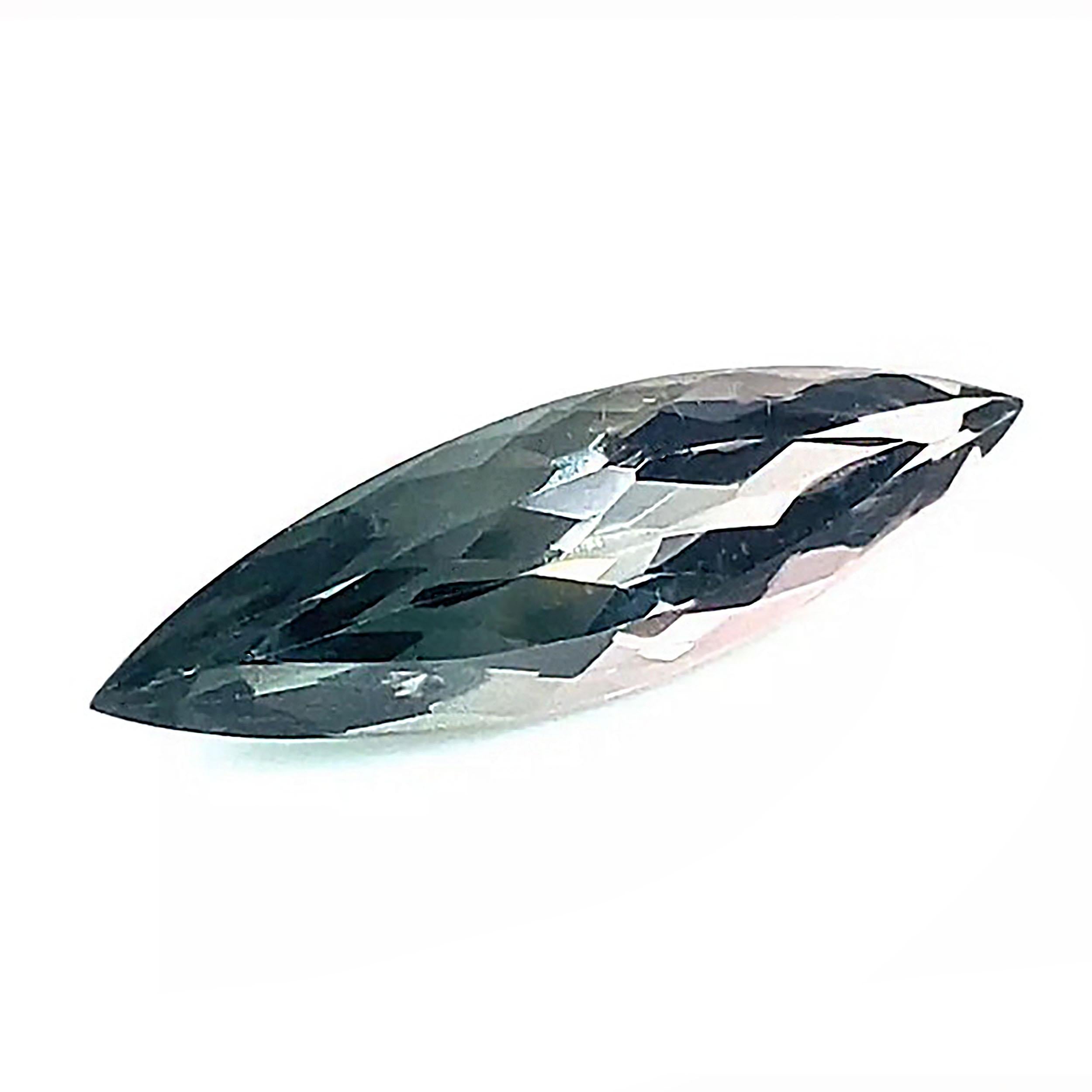 Artisan AJD 4.72 Ct Brazilian Blue-Gray Marquis Tourmaline For Sale