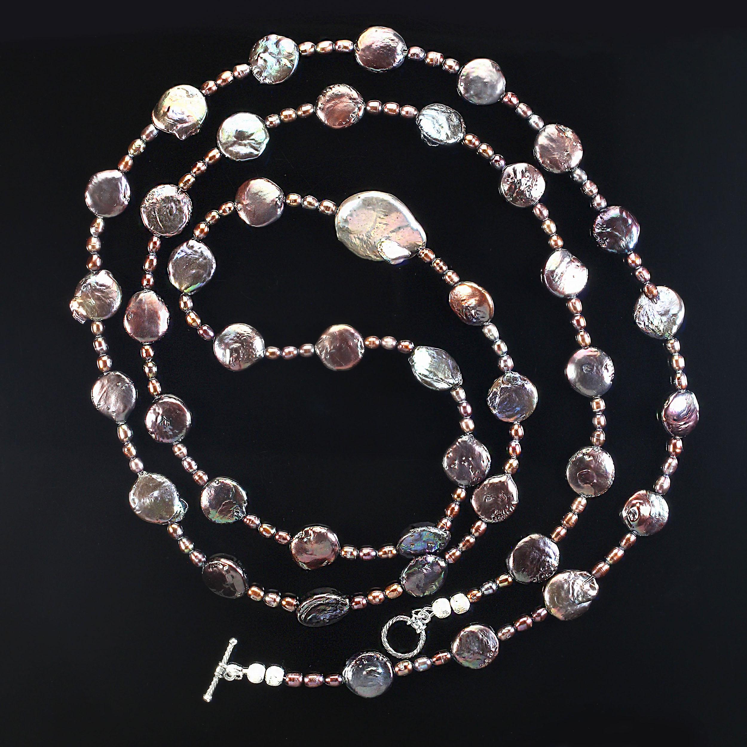 Artisan AJD 49 Inch Mauve/Wine Pearl necklace  June Birthstone For Sale