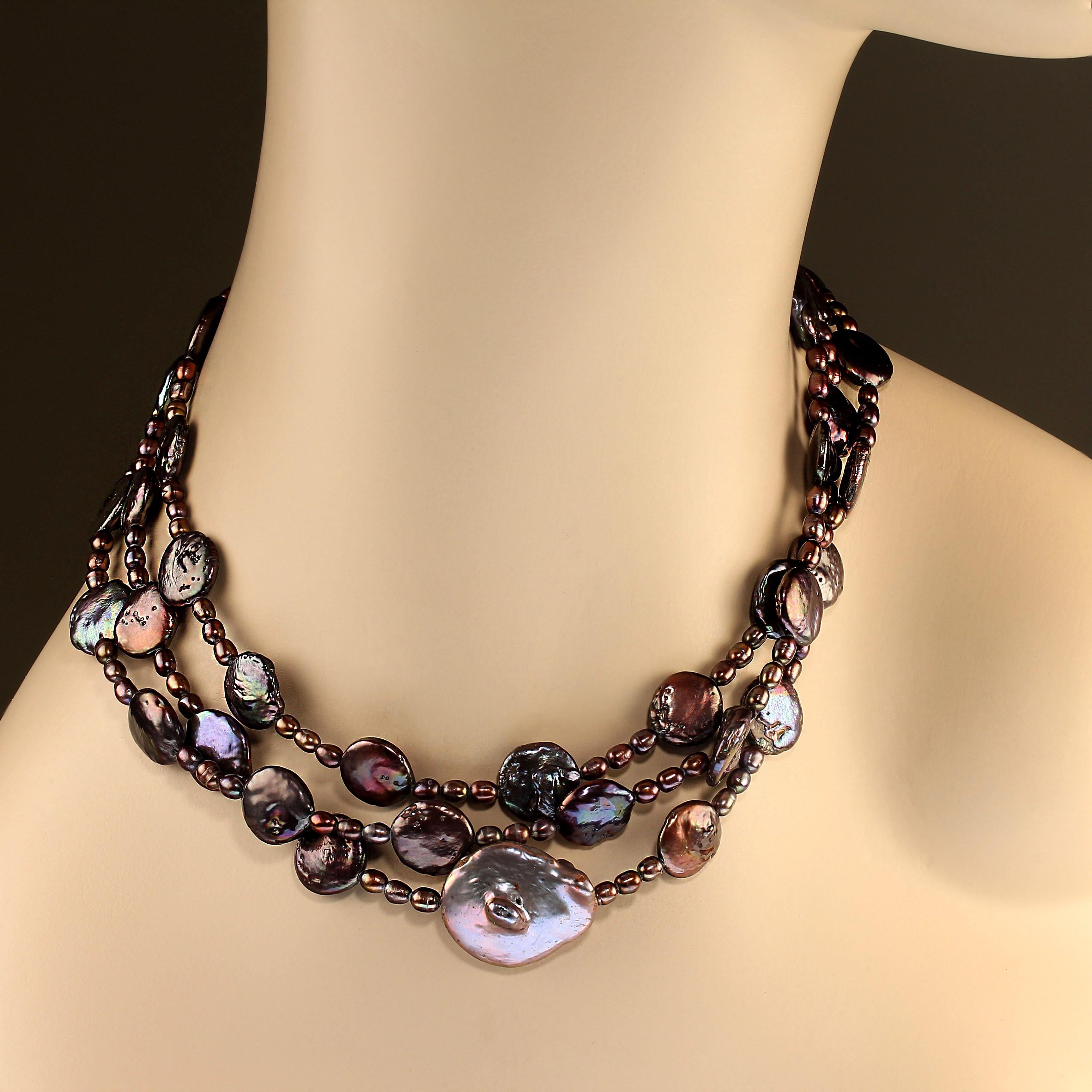 AJD 49 Inch Mauve/Wine Pearl necklace  June Birthstone In New Condition For Sale In Raleigh, NC