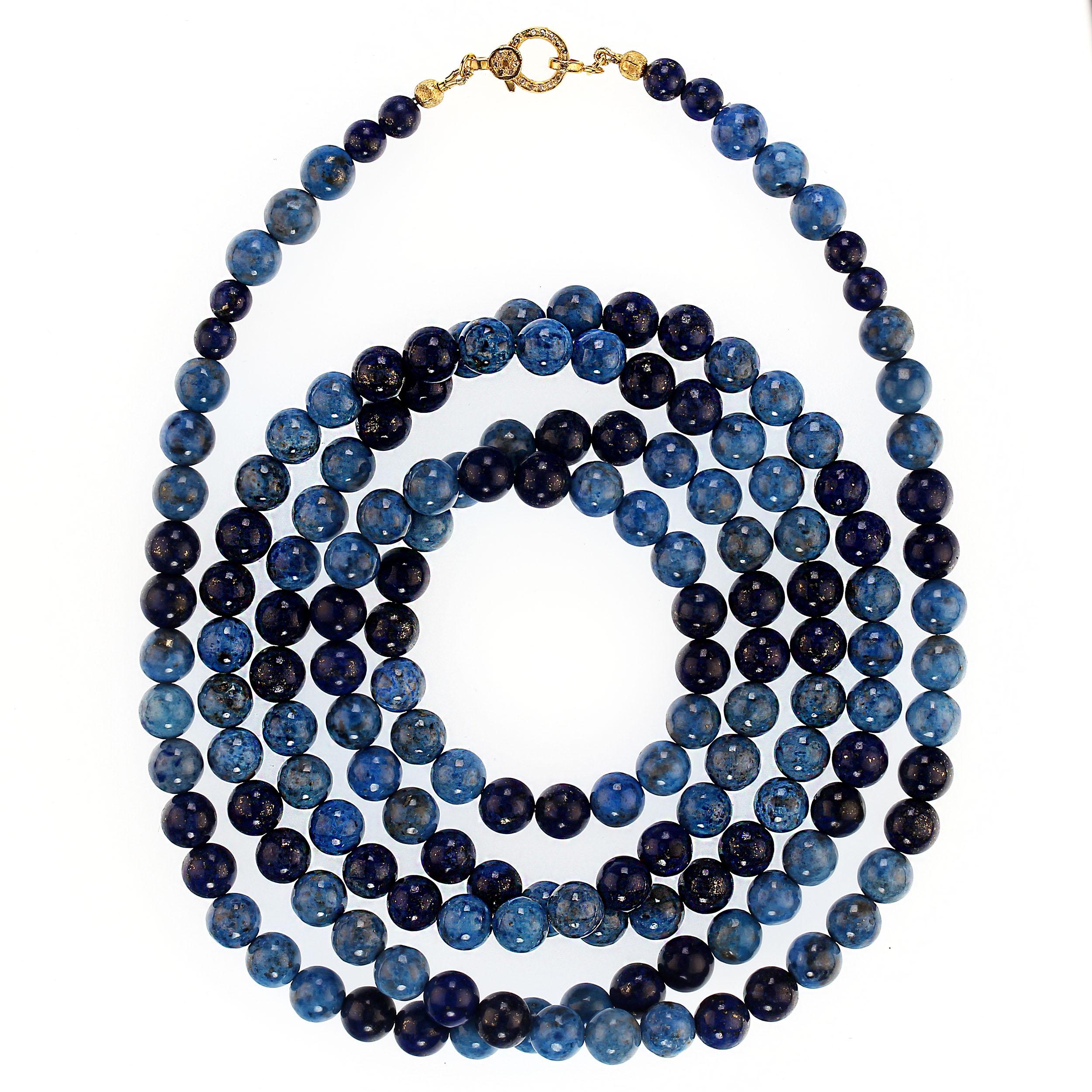 AJD Collar de lapislázuli azul y lapislázuli vaquero de 52 pulgadas de largo en venta 1