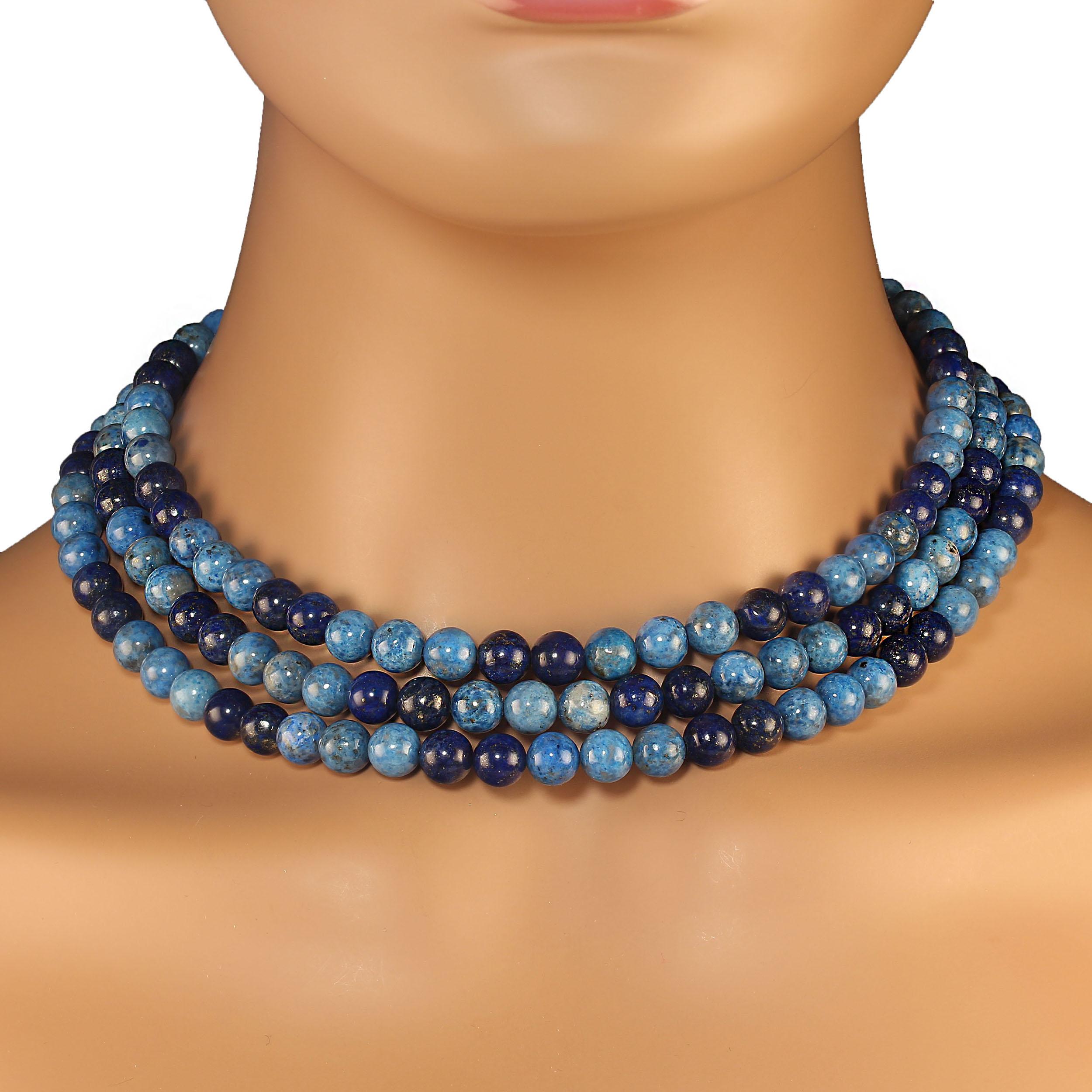 AJD Collar de lapislázuli azul y lapislázuli vaquero de 52 pulgadas de largo en venta 3