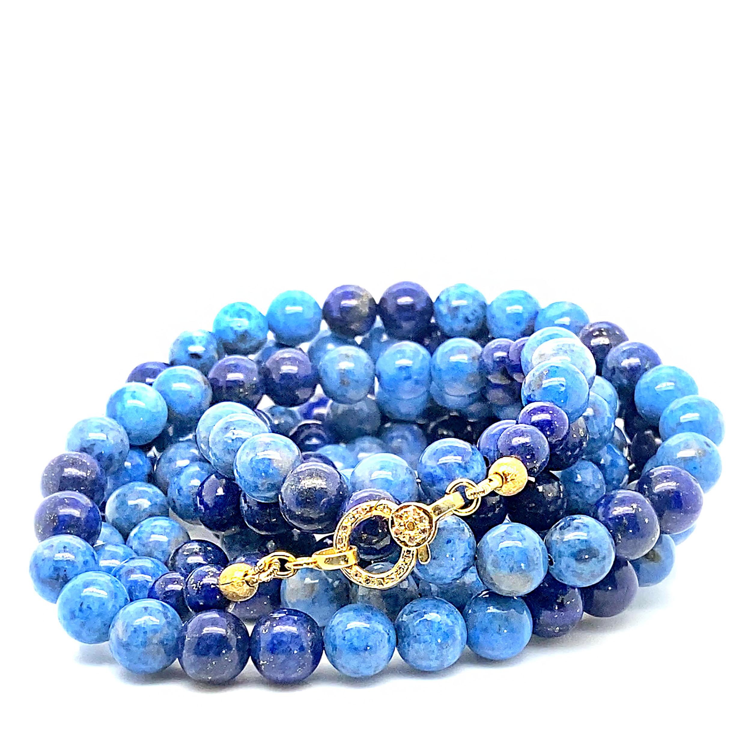 AJD Collar de lapislázuli azul y lapislázuli vaquero de 52 pulgadas de largo en venta 4