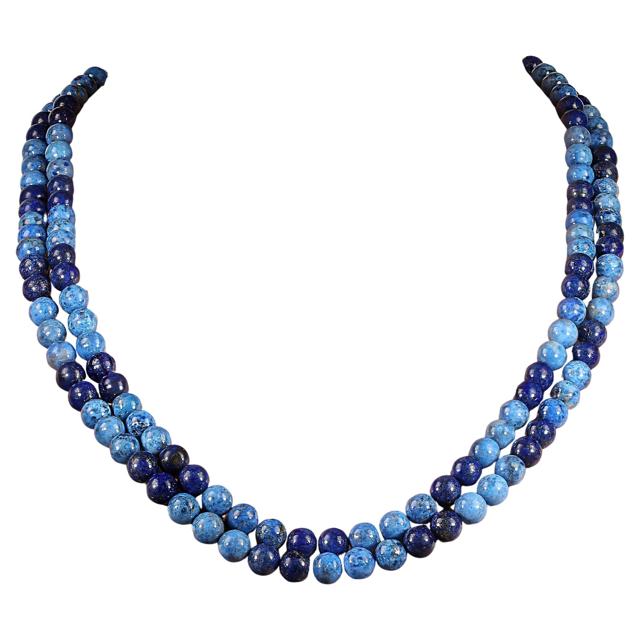 AJD Collar de lapislázuli azul y lapislázuli vaquero de 52 pulgadas de largo en venta