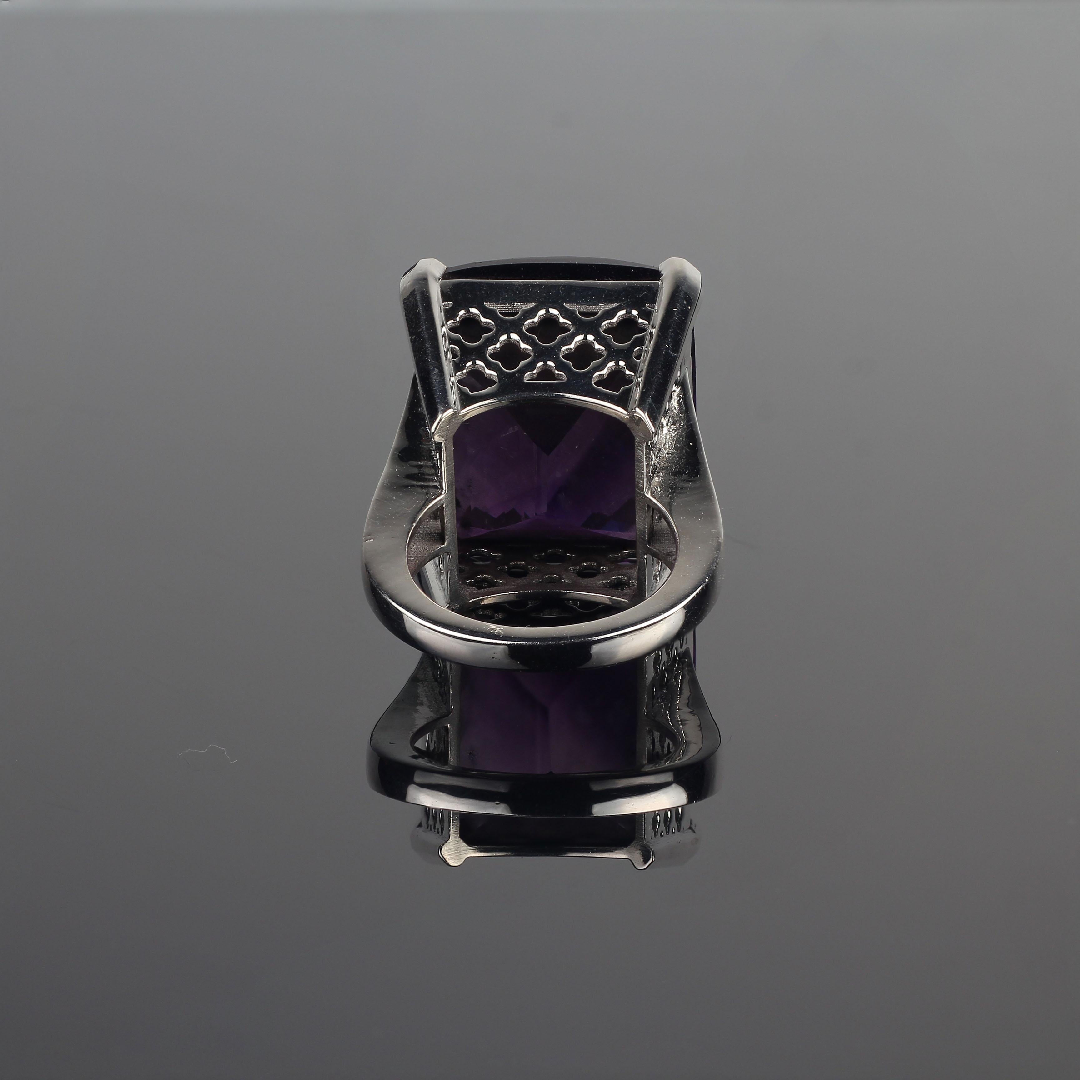 Women's or Men's AJD 56Ct Square Awe-Inspiring Amethyst  Sterling Silver Ring February Birthstone